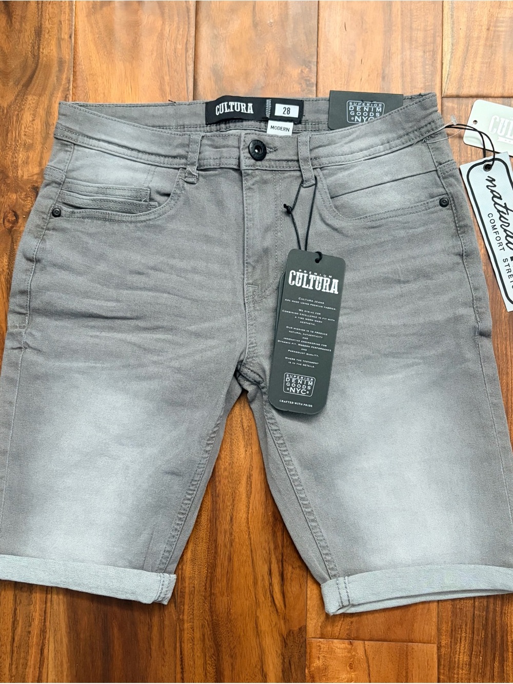 CULTURA Men’s Gray Denim Jean Shorts - Modern Fit